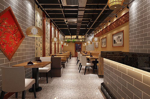 延安传统中式餐厅餐馆装修设计效果图